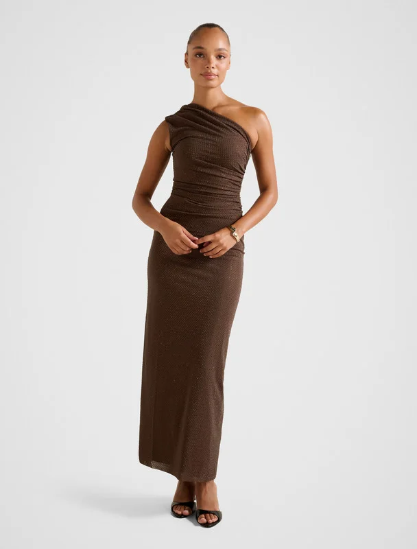 forever new AUDRINA One Shoulder Heatseal Maxi Dress